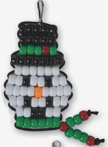 beaded snowman with white background